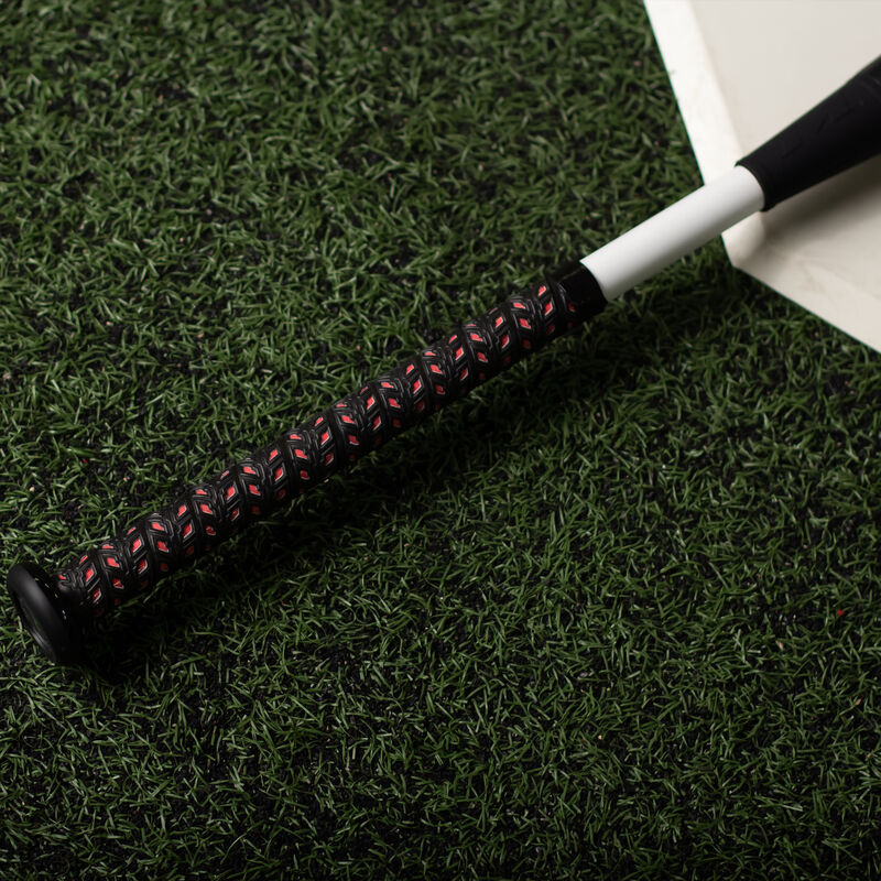 Black handle of a 2023 Freak Primo balanced USA bat in a batting cage - SKU: MSA3PRMB loading=