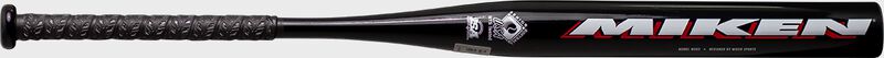 Miken logo on the barrel of a black Ultra II senior bat - SKU: MSU2
