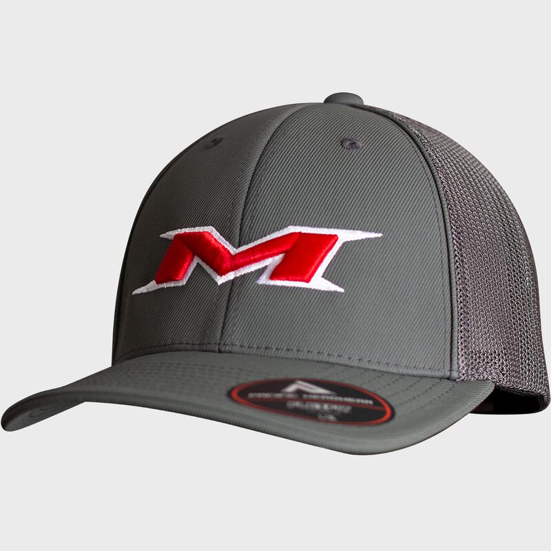 Miken Pro Logo Slowpitch Hat, Grey/Red loading=