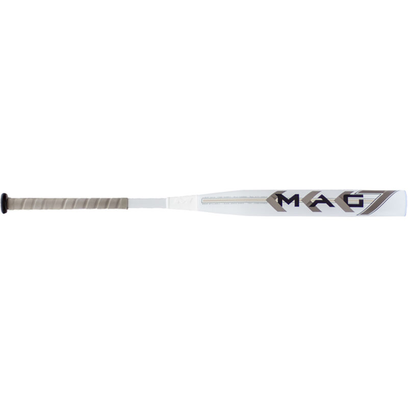 A 2020 Mag 7 Maxload Pro Edition SSUSA bat with a white barrel and white grip - SKU: MMAG7S