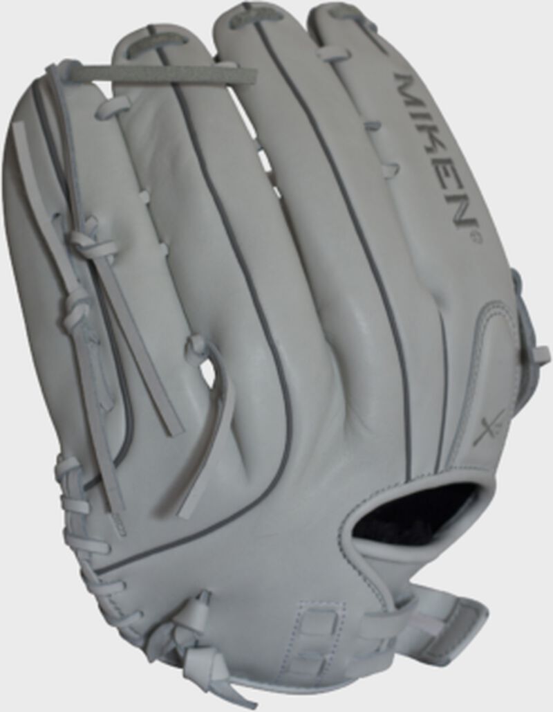 Back of a white Miken 15 in Pro Series slowpitch glove - SKU: PRO150-WW image number null