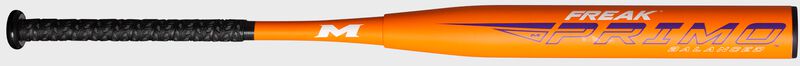 Barrel of an orange Miken 2022 Freak Primo balanced softball bat - SKU: MP22BU loading=