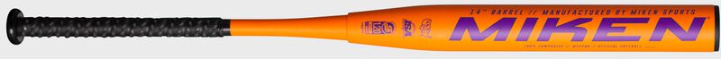 Miken logo on the barrel of a Freak Primo balanced USSSA slow pitch bat - SKU: MP22BU image number null