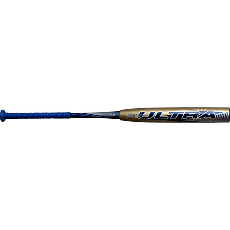 Gold barrel of a MUF2MS Johnny Bailey signature SSUSA blem slow pitch softball bat loading=