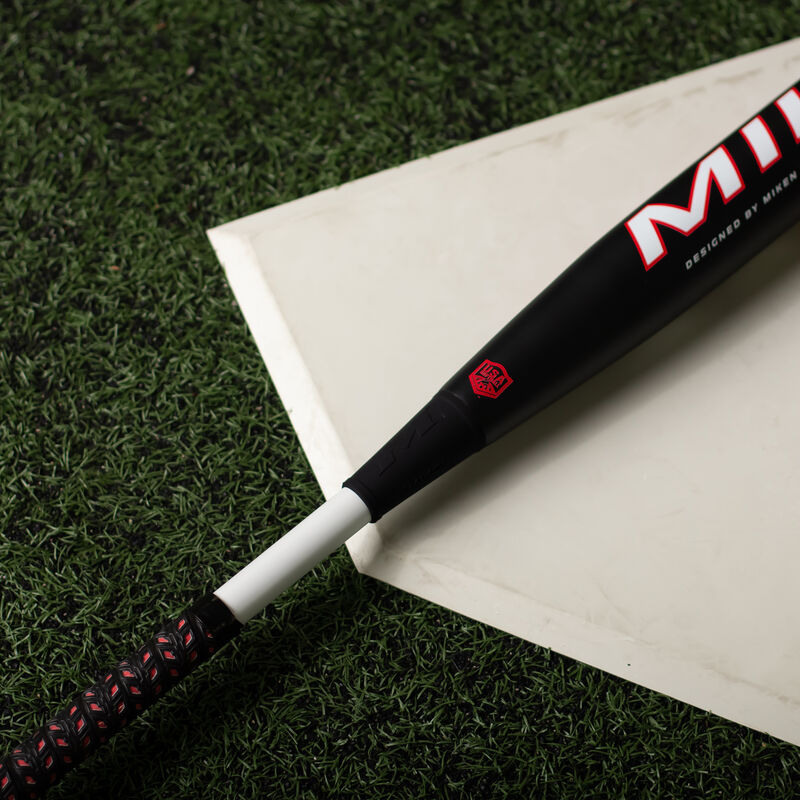 Collar and USA stamp on a Freak Primo balanced USA bat in a batting cage - SKU: MSA3PRMB loading=