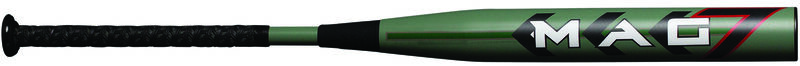 A green Miken Mag 7 SSUSA softball bat with a Mag 7 logo on the barrel - SKU: MMA21S loading=