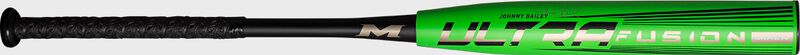 Barrel of a green Miken Johnny Bailey Ultra Fusion bat - SKU: MF12MS