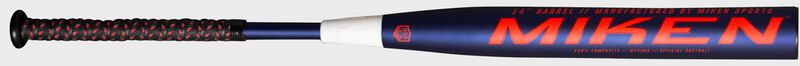Miken logo on the barrel of a Freak Primo balanced bat - SKU: MP22MA loading=