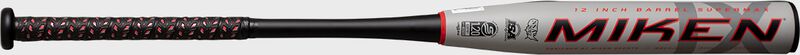 Miken logo on the barrel of a 2023 Miken Josh Riley USSSA bat - SKU: MSU3JRX loading=