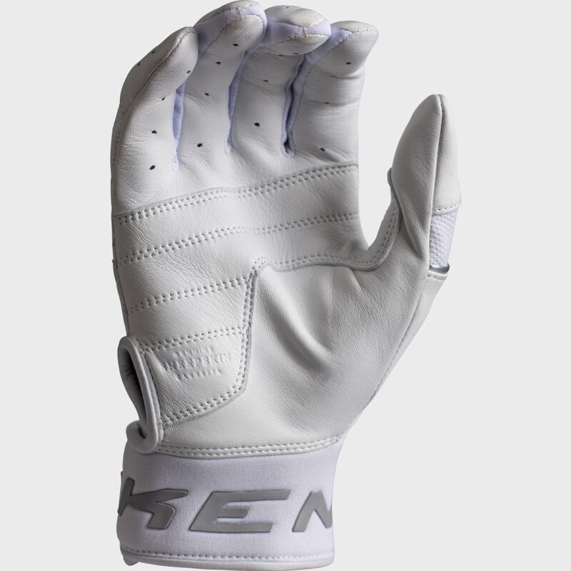 White palm of a Miken Ultra Pro Slowpitch batting glove
