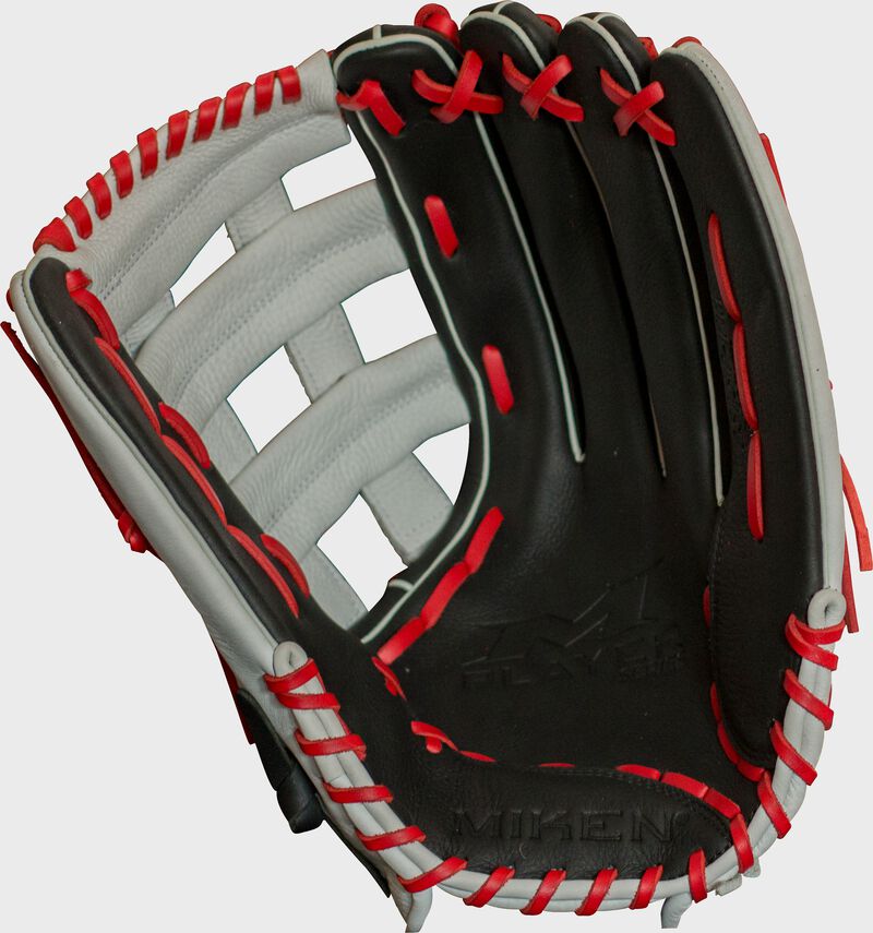 Palm of a black Miken Player Series Softball Glove