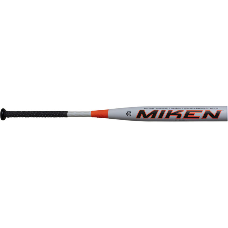 A white 2020 Miken Freak Primo USA bat with a Maxload end load - SKU: MPMOMA