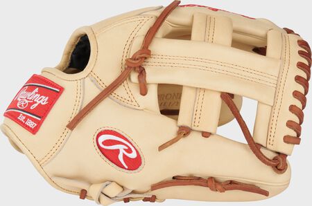 A detail of the Rawlings baseball glove worn by Jonathan India of