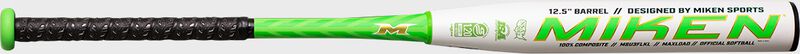 A white/green Miken Freak Lucky USSSA bat - SKU: MSU3FLKL