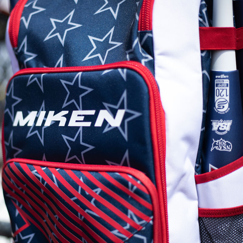 MBA004 Miken Deluxe Slowpitch Backpack Stars & Stripes